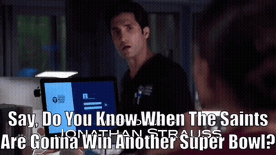 Man At Computer Saying Do You Know When The Saints Are Gonna Win GIF