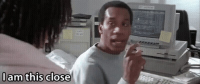 Man At Computer Saying I Am This Close GIF