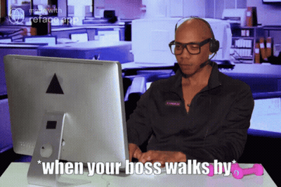 Man At Computer When Your Boss Walks By GIF