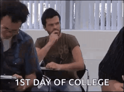 Man At Desk 1St Day Of College GIF