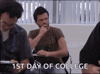 Man At Desk 1St Day Of College GIF