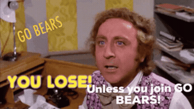 Man At Desk Saying Go Bears You Lose GIF