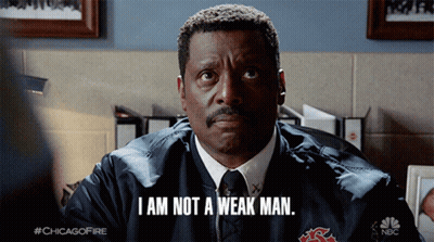 Man At Desk Saying I Am Not A Weak Man GIF