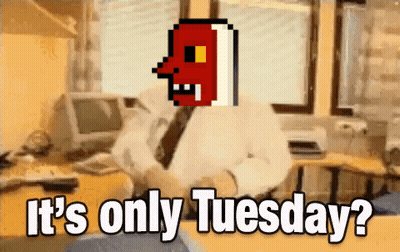 Man At Desk Saying It's Only Tuesday GIF