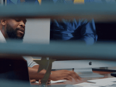 Man At Desk With Apple Computer GIF
