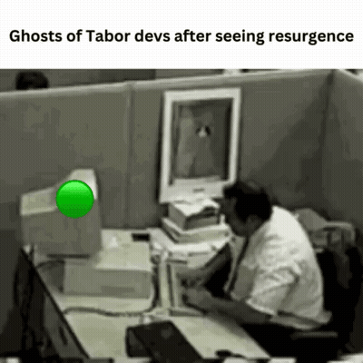 Man At Desk With Green Ball Flying GIF