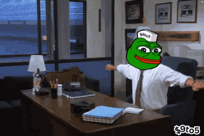 Man At Desk With Hat Saying $ 9To5 GIF