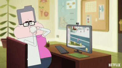 Man At Desk With Netflix Computer GIF