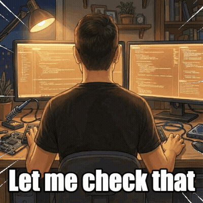 Man At Desk With Two Monitors Let Me Check That GIF