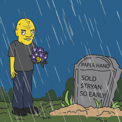 Man At Grave Saying Paper Hand Sold Tryan So Early GIF