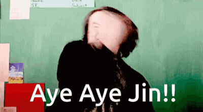 Man At Green Chalkboard Saying Aye Aye Jin GIF