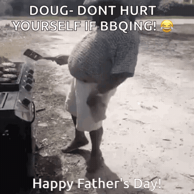 Man At Grill With Spatula Happy Father's Day GIF