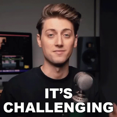 Man At Microphone Says It's Challenging GIF