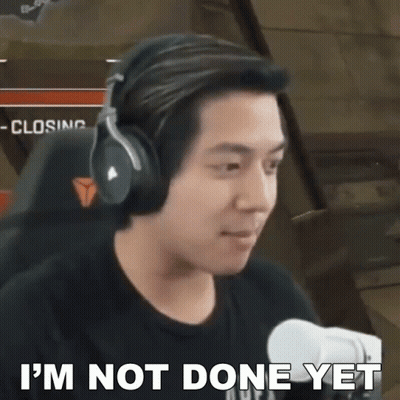 Man At Microphone With Headphones Says I'm Not Done Yet GIF