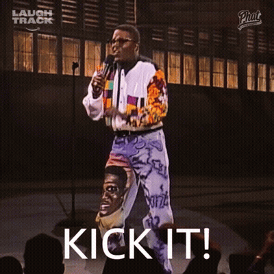 Man At Microphone With Kick It On Screen GIF