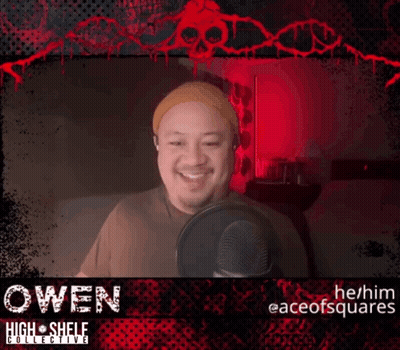 Man At Microphone With Owen High Shelf Collective GIF