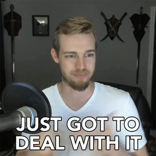 Man At Microphone With Text Just Got To Deal With It GIF
