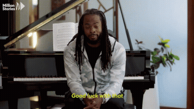 Man At Piano Saying Good Luck With That GIF