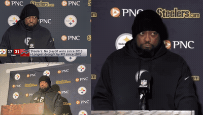 Man At Podium In Front Of Steelers Sign GIF