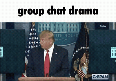 Man At Podium Saying Group Chat Drama GIF