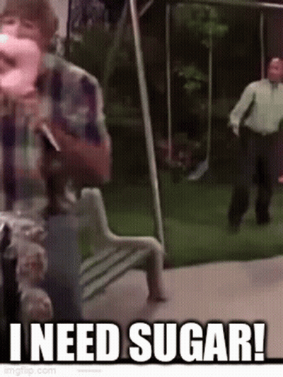 Man At Swing Set Saying I Need Sugar GIF