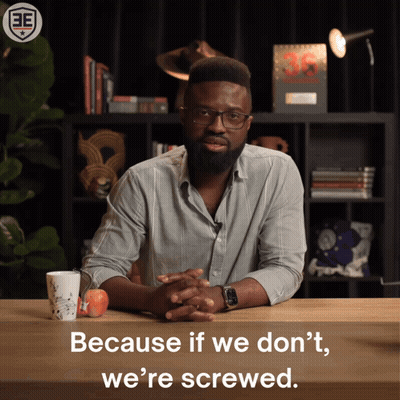 Man At Table Saying Because If We Don't We're Screwed GIF