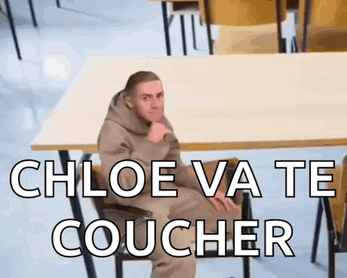 Man At Table With Chloe Va Te Coucher GIF