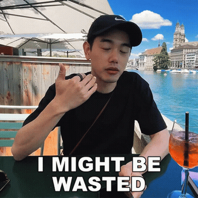 Man At Table With Drink Saying I Might Be Wasted GIF