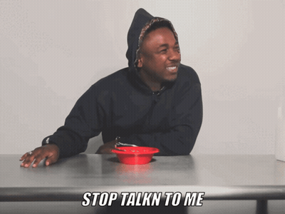 Man At Table With Red Bowl Saying Stop Talkn To Me GIF