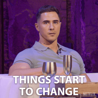 Man At Table With Wine Glasses Saying Things Start To Change GIF