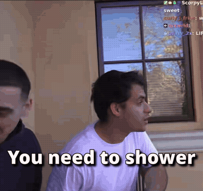 Man At Window Saying You Need To Shower GIF