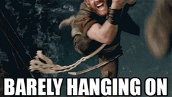 Man Barely Hanging On Rope GIF