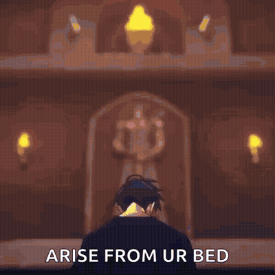 Man Before Blue Object Arise From Ur Bed GIF