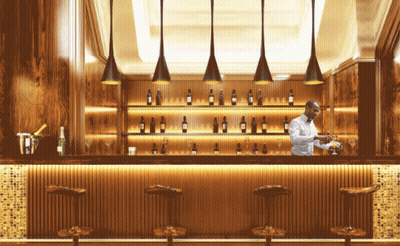 Man Behind Bar With Wine Bottles GIF
