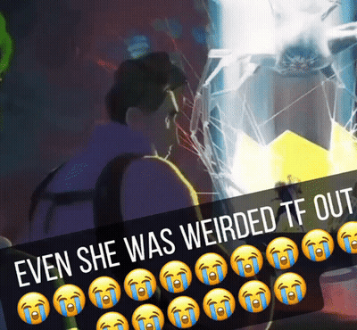 Man Behind Broken Glass Captioned Even She Was Weirded Out GIF