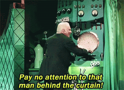 Man Behind Green Curtain Pay No Attention GIF