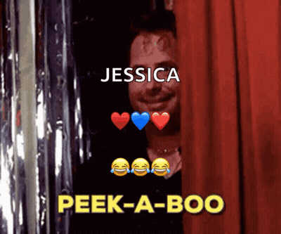 Man Behind Red Curtain Jessica Peek-A-Boo GIF
