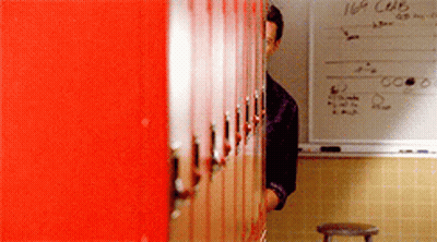 Man Behind Red Lockers Saying 16P Cub GIF