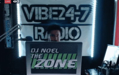 Man Behind Vibe247 Radio Sign GIF