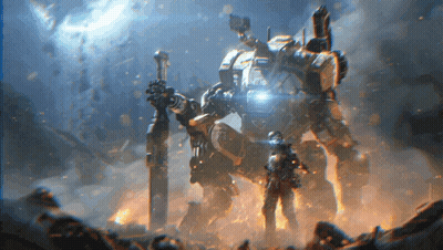 Man Beside Robot Holding Sword GIF