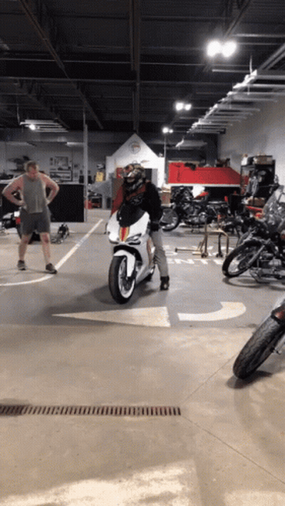 Man Beside White Motorcycle GIF