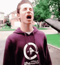Man Blow His Face With Blower GIF