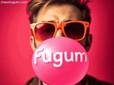 Man Blowing Bubble Gum With Sunglasses GIF