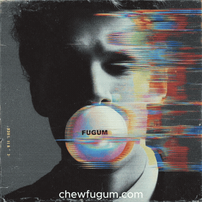 Man Blowing Bubble With Fugum GIF