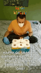 Man Blowing Candle Cake Happy Birthday GIF