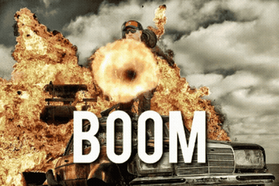 Man Blowing Donut In Front Of Car Saying Boom GIF