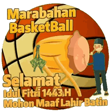 Man Blowing Horn In Front Of Basketball Sticker