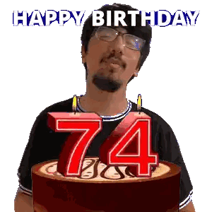 Man Blowing Out 74Th Birthday Candle Sticker