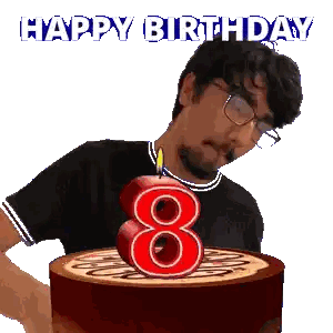 Man Blowing Out Eighth Birthday Candle Sticker