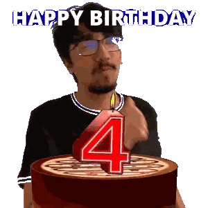 Man Blowing Out Number Four Candle Sticker